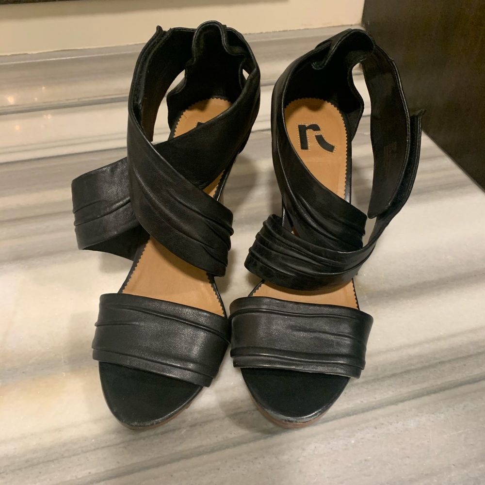 black leather sandals